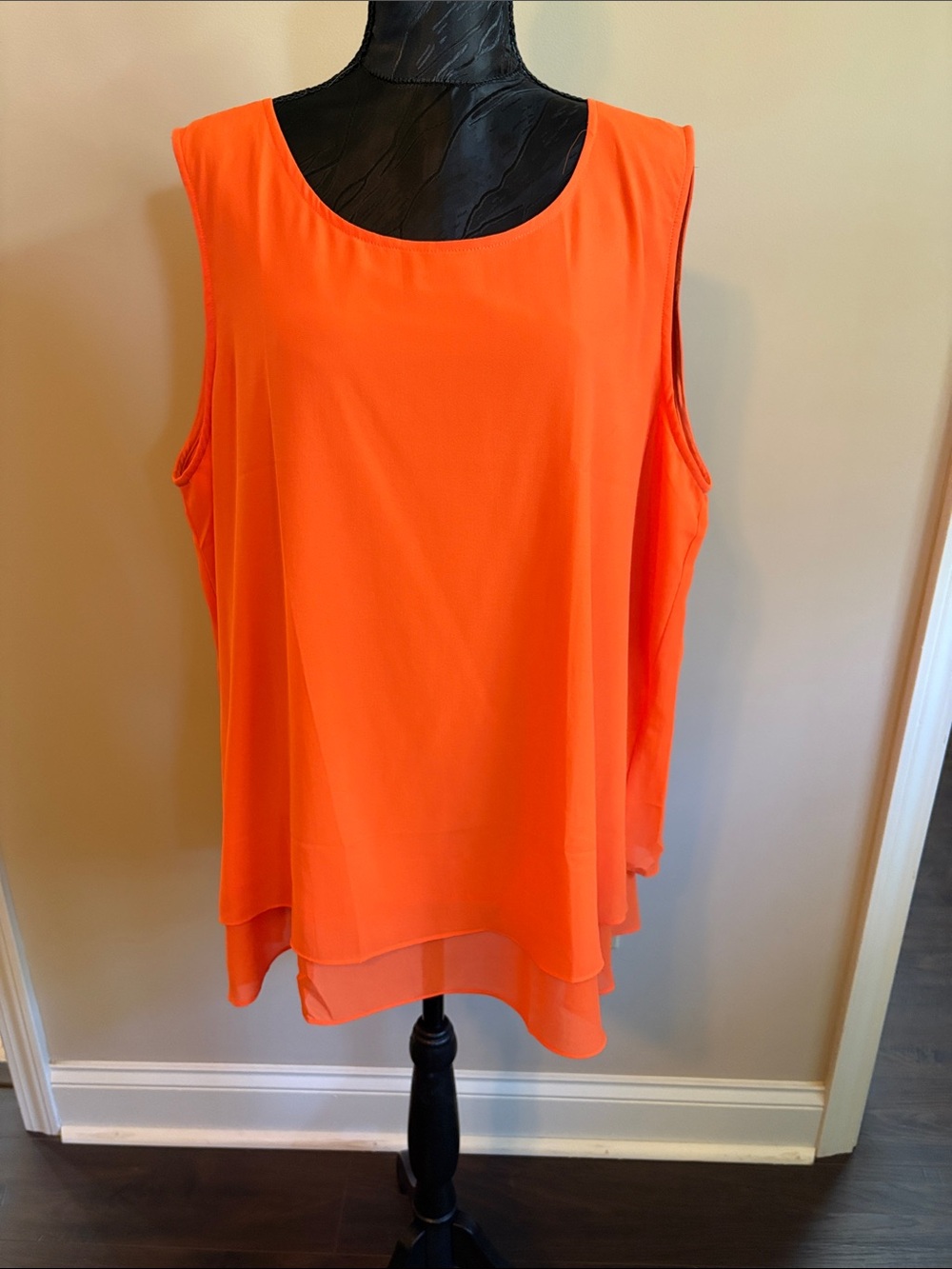 Flowy Orange Sleeveless Layered Tank Top